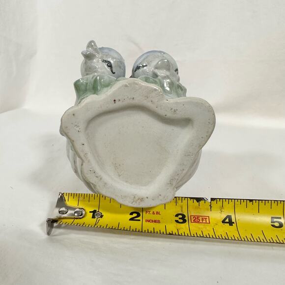 VTG Ceramic Iridescent Blue Sea Ocean Wave 2 Dolphins Scallop Shell Bud Vase - Picture 11 of 11